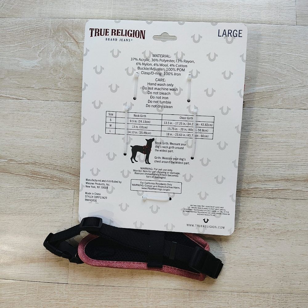 True Religion Pink Pet Harness and Leash Set - Picture 2 of 4